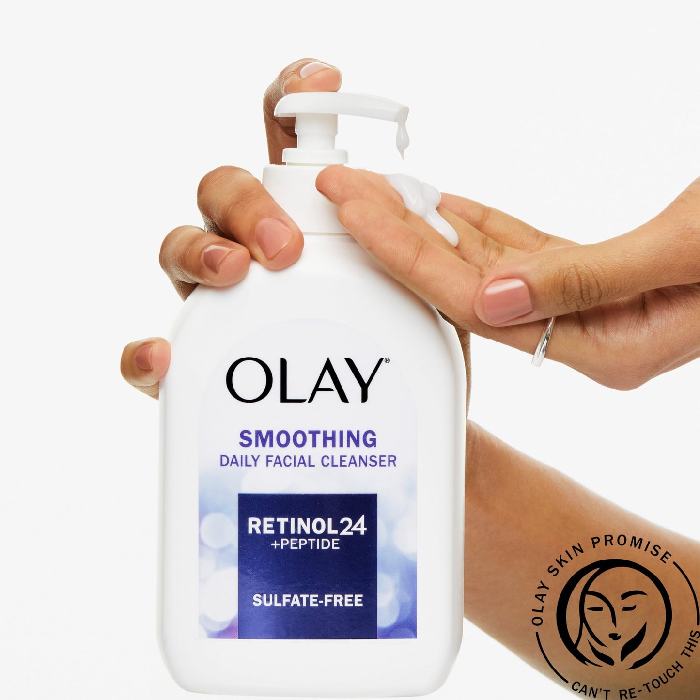Olay Face Wash,Daily Facial Cleanser with Retinol,Peptides & Glycerin - Smoothing,Noursihes Skin Surface,Hydrates while Cleansing - Sulfate-Free,Paraben-Free,16 Oz,(Pack of 2)