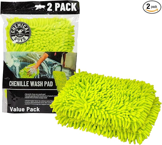 Chemical Guys Chenille Microfiber Wash Pad (2 Pack) â Scratch-Free Extra Plush Wash Pads for Gentle Car Cleaning & Maximum Suds Absorption