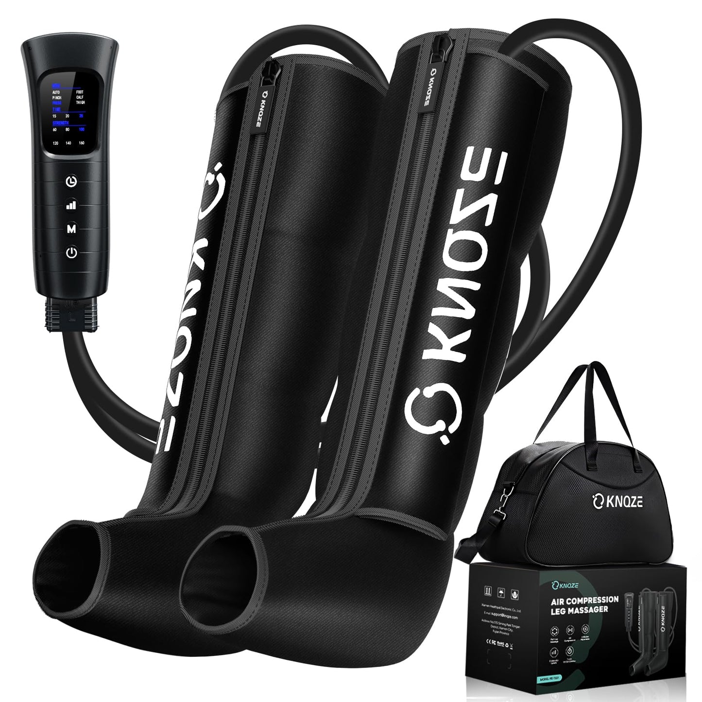 KNQZE Leg Compression Massager for Circulation and Pain Relief, Air Compression Recovery System for Fast Recovery of Leg, Foot, Calf and Thigh, Relieve Edema, Reduce Muscle Fatigue, Gift for Dad, Mom