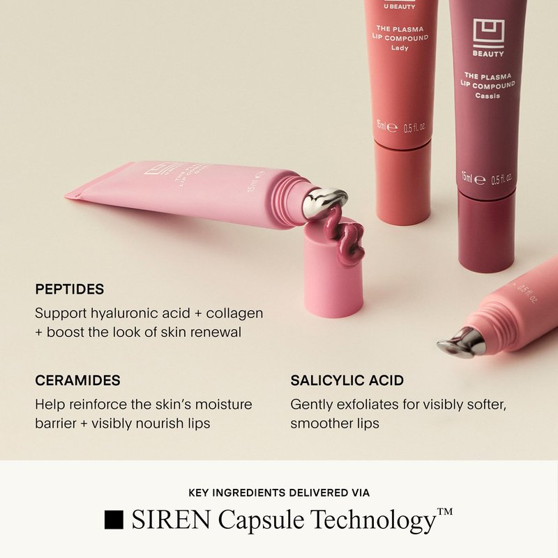 U Beauty The PLASMA Tinted Lip Compound - Anti-Aging & Anti-Wrinkle Lip Gloss, Hyaluronic Acid, Shea Butter & Peptides for Hydration & Plumping, Rose - 15 mL