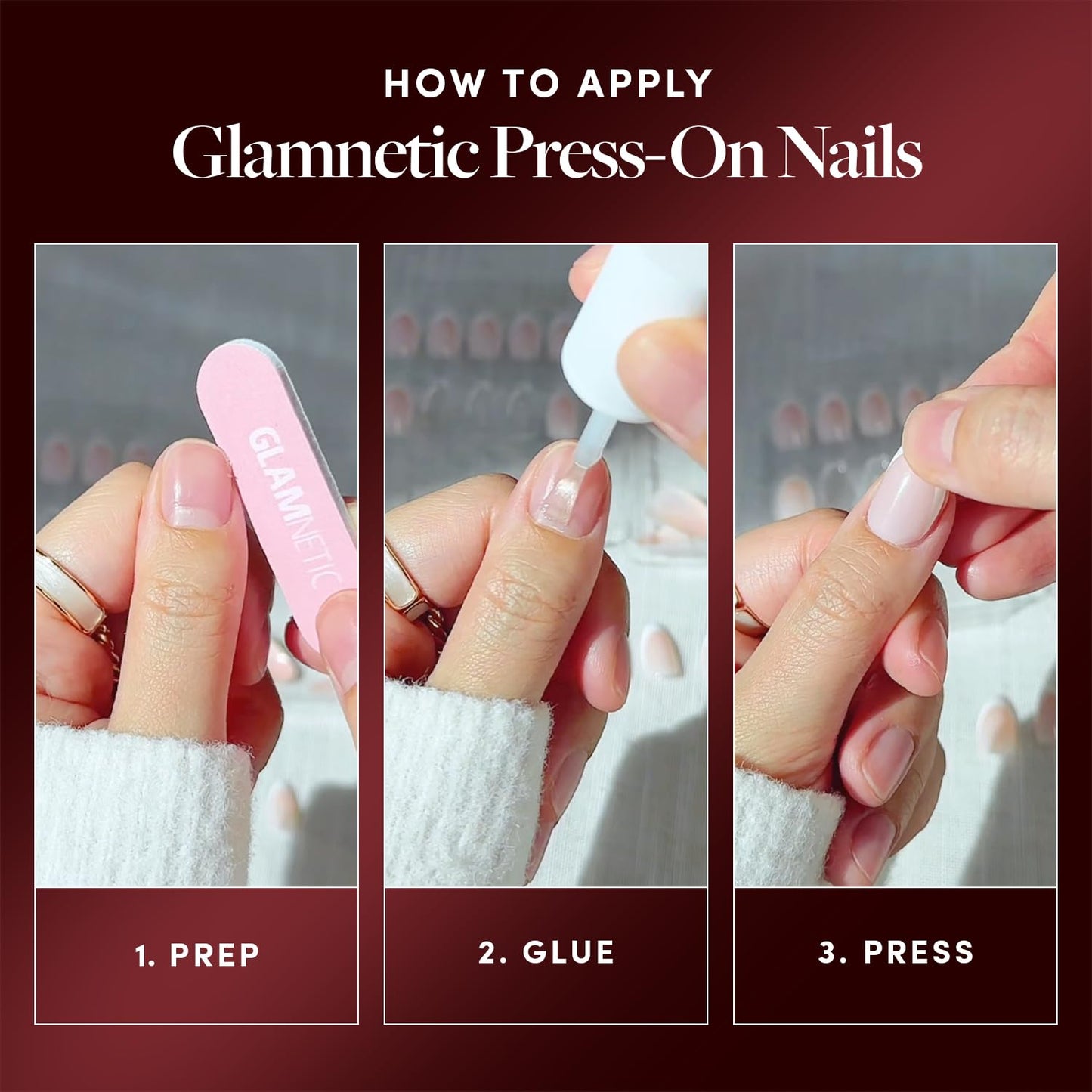 Harry Potter™ x Glamnetic Press-On Nails Bundle - Harry Potter™, Dementor™, Unicorn Blood, Mandrake & Lumos | Short Almond Fake Nails with Black French Tips, Glasses & Hidden Lightning Details | Mediu