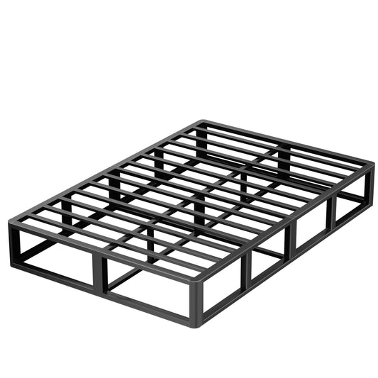 VIPSHOW 10 Inch Full Metal Bed Frame Round Corner Low Platform Bed Frames 3000 LBS Heavy Duty Steel Slats Support Mattress Foundation No Box Spring Needed, Noise Free, Easy Assembly, Black