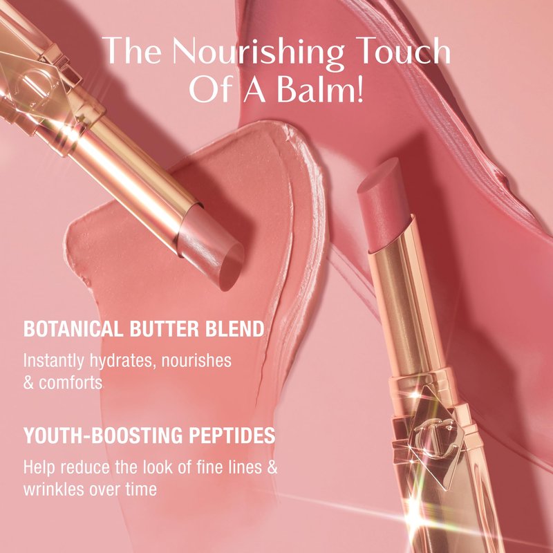 Charlotte Tilbury Pillow Talk Blush Balm Lip Tint - Long-Lasting, Buildable Sheer Tint with Peptides for Hydrated, Blushed Looking Lips - 24 HR Hydration - Pillow Talk
