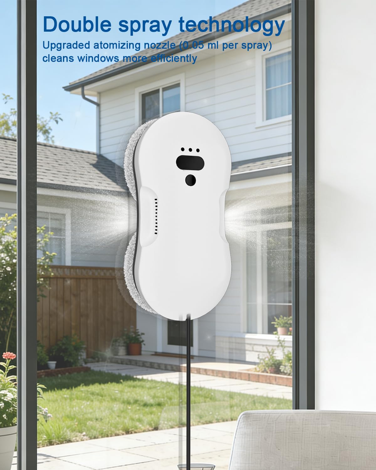 EAEGE Window Cleaning Robot, Automatic Window Cleaner Robot with Dual Spray, Edge Detection, Intelligent Path Planning, 3000pa Strong Suction, Anti-Drop Protection for Glass