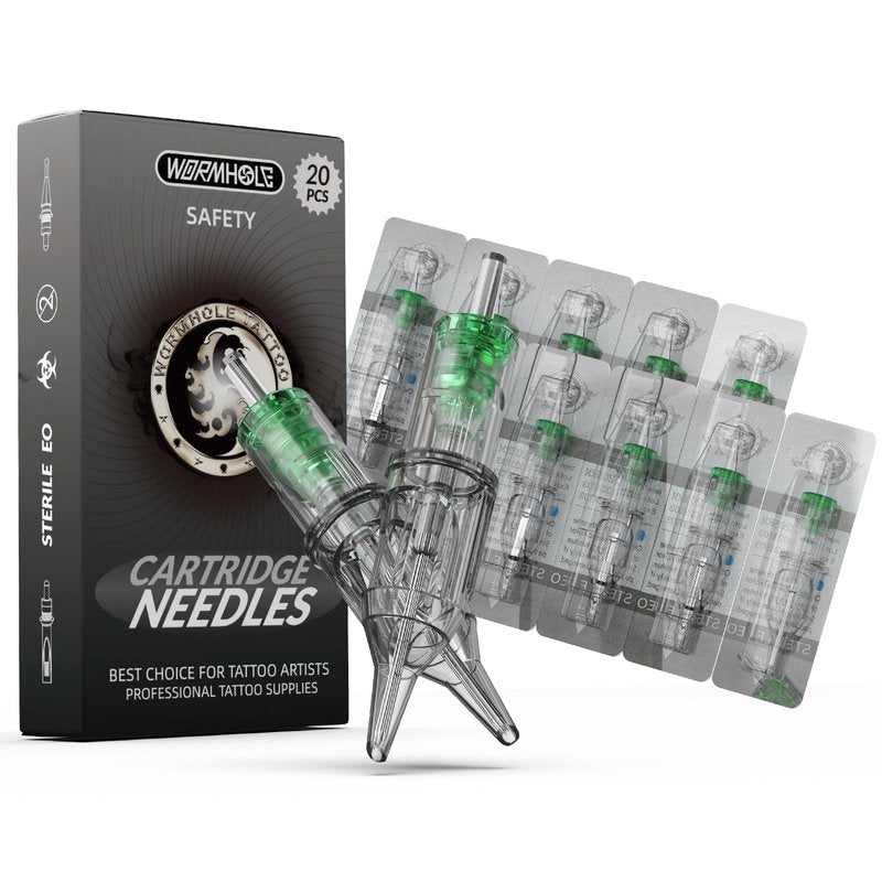 Wormhole Tattoo Needles 20Pcs 9RS Disposable Tattoo Cartridge Needles Round Shader for Tattoo Gun Cartridge Machine Permanent Makeup (1009RS)