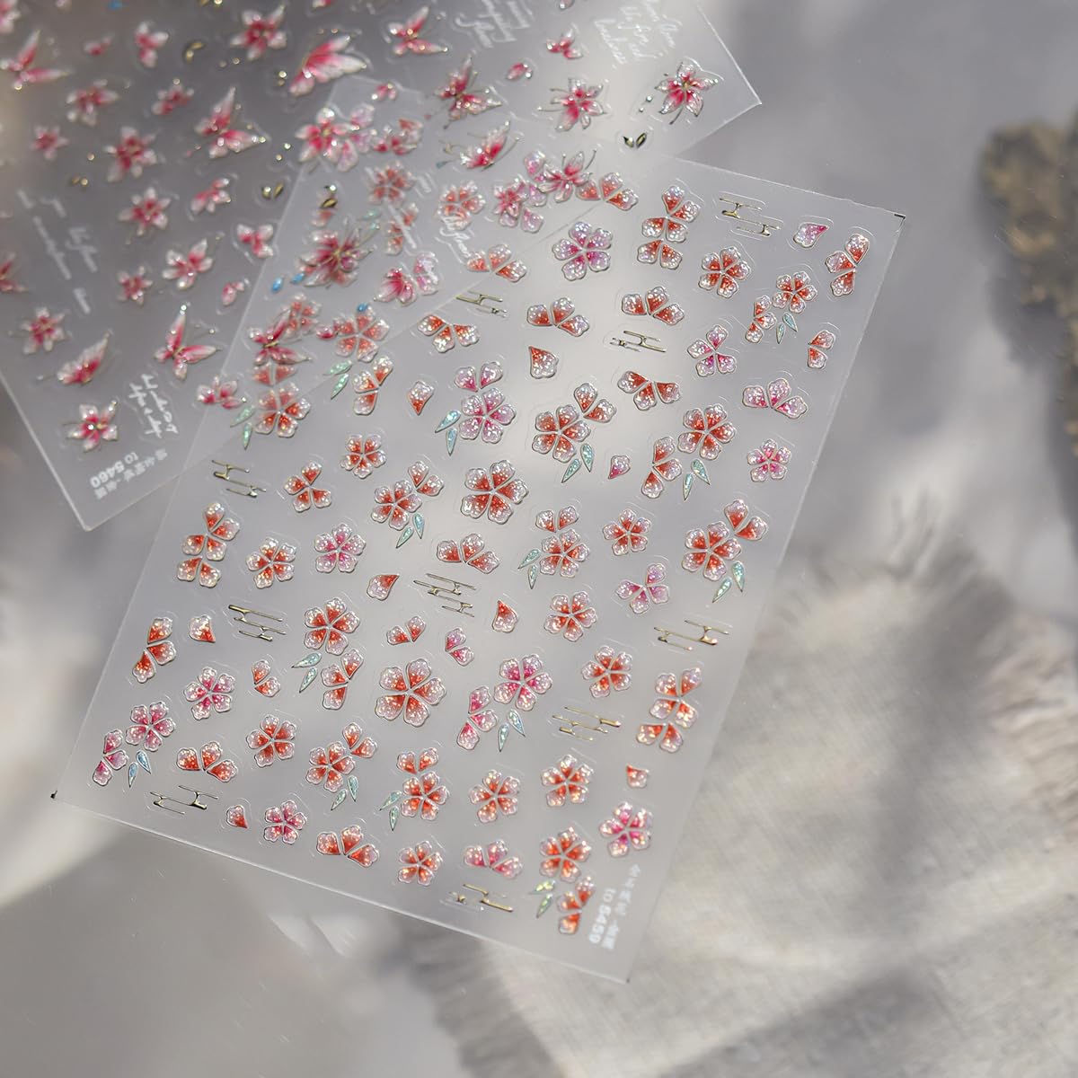 Floral Nail Art Stickers 5D Embossed Flower Nail Stickers Flower Nail Decals Luxury Self-Adhesive Nail Art Supplies for Women Girls Spring Manicure 1 Sheet