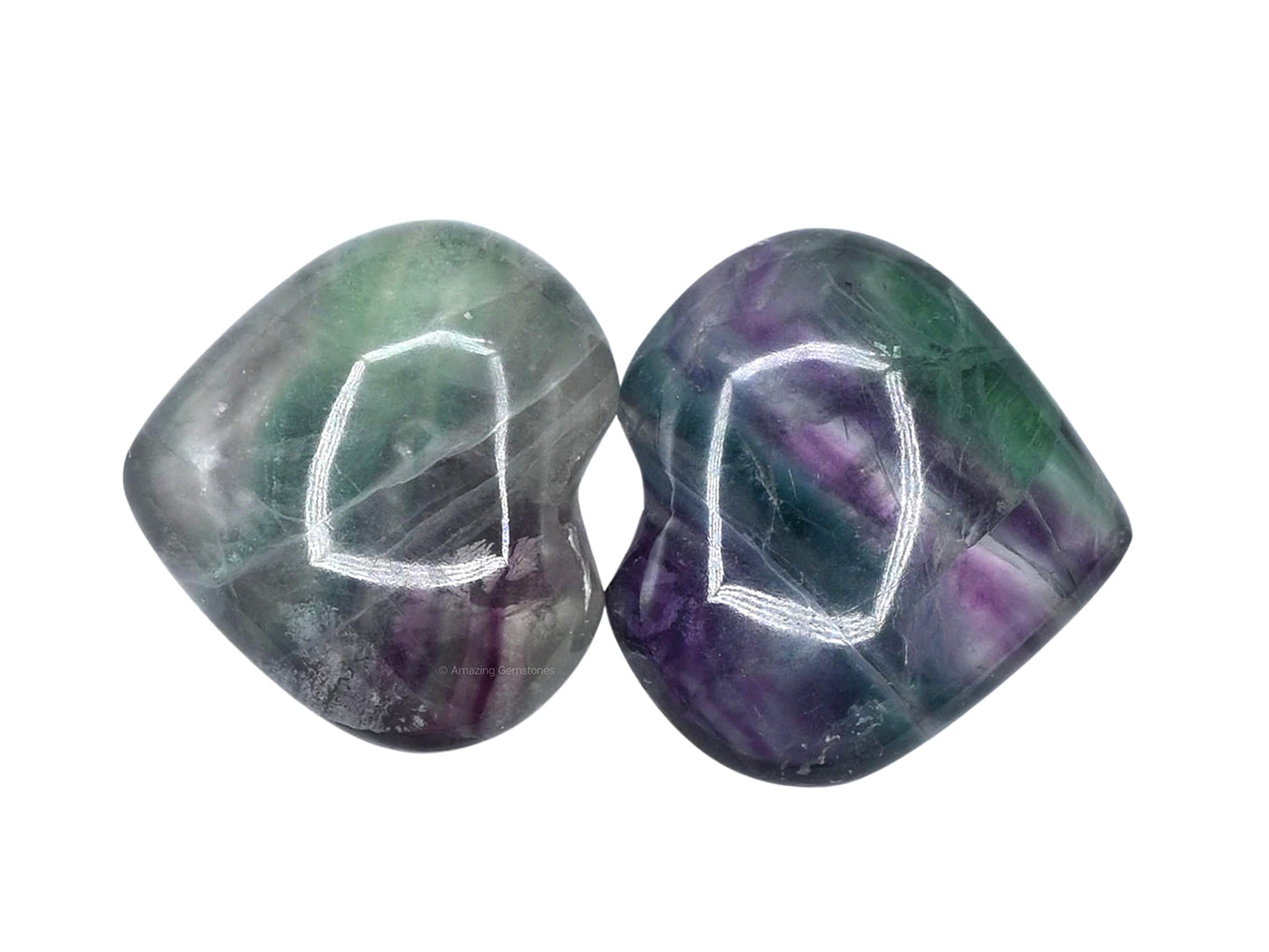 Amazing Gemstone Purple Fluorite Crystal Heart Palm Stone - Pocket Massage Worry Stone for Natural Body Chakra Balancing, Reiki Healing and Crystal Grid