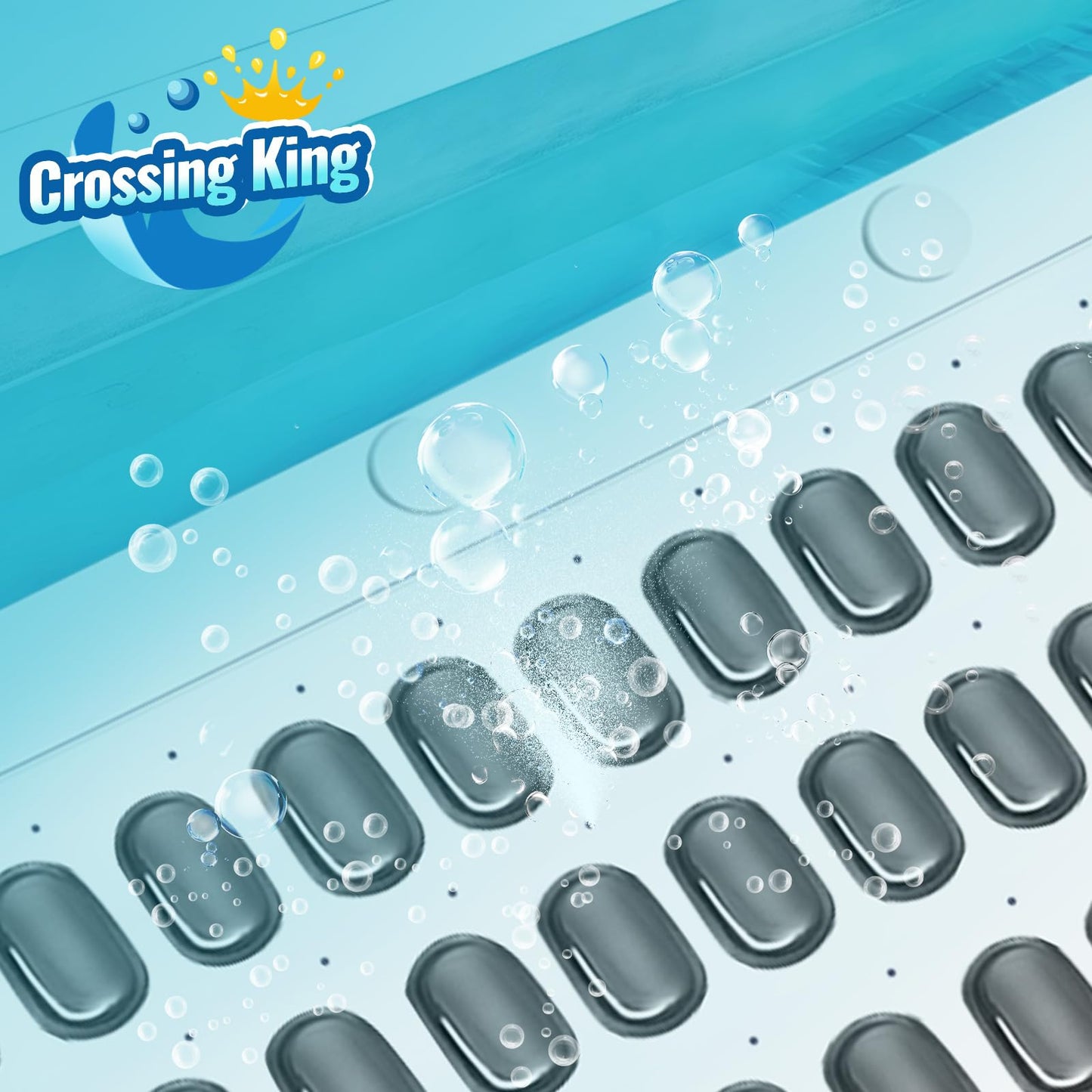 Crossing King Bubble Bath Mat Tub Spa Massager, Portable Spa Bubble Bath Massager with Upgraded Powerful Suction Cup, Electric Air Pump, Pillow and Remote Control for Relaxation 45 * 17in (Grey)
