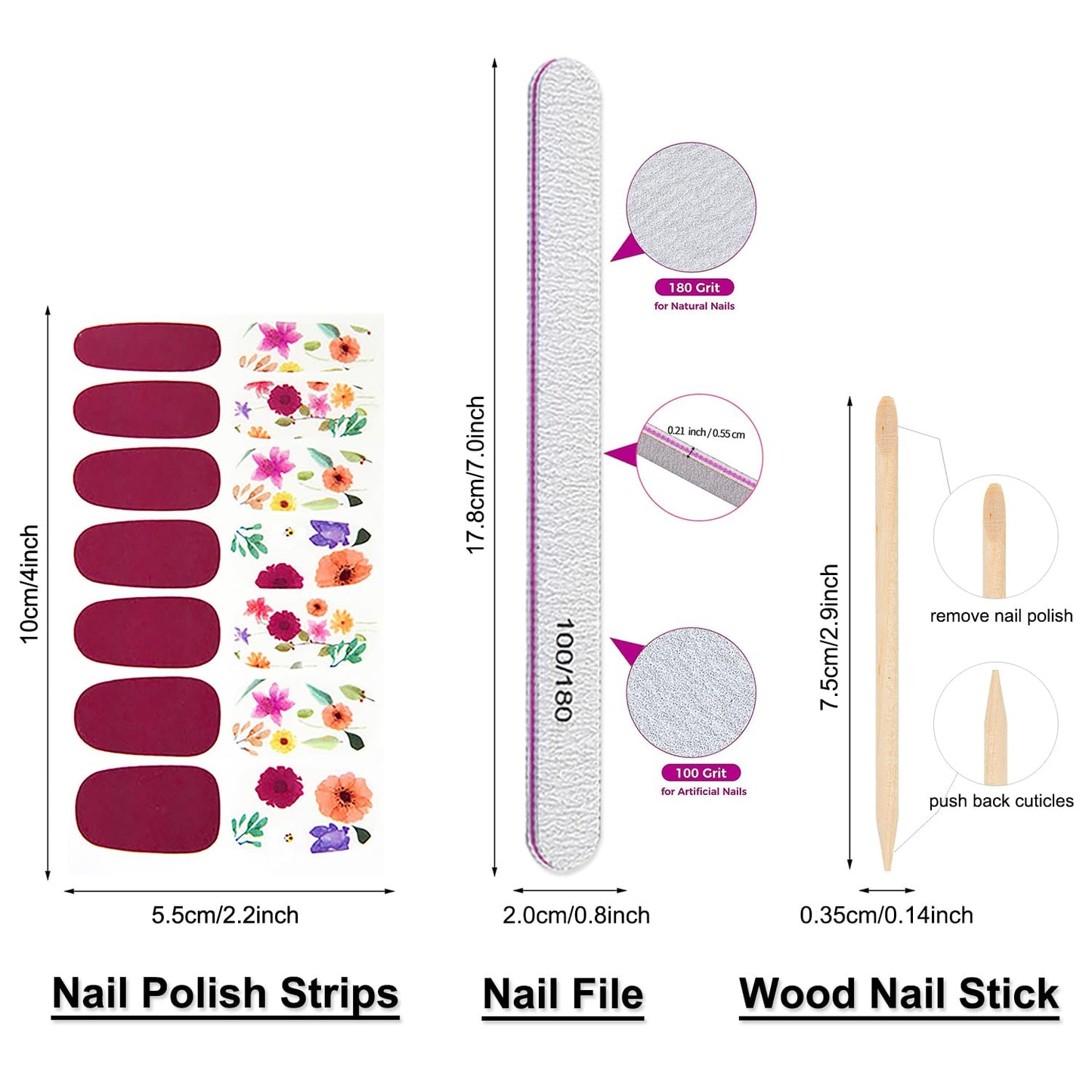 DANNEASY 30 Sheets Solid Color Nail Wraps Glitter Nail Polish Stickers Self Adhesive Nail Stickers Nail Polish Strips for Women Girl Nail Accessories with Nail File