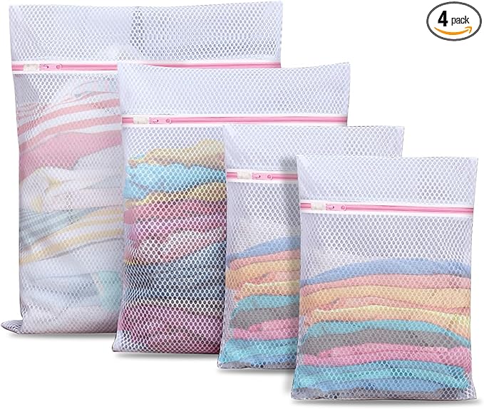 Upgraded Coarse Mesh Laundry Bag - Wash Delicate Lingerie, Garment & Shoe Storage, Travel Essentials - Durable & Breathableï¼4Pcs, MIAETFH