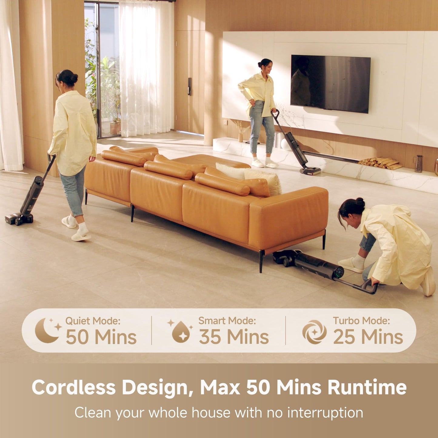 DREAME H12 FlexReach Vacuum Mop, 0 Tangle Wet Dry Vacuum Cleaner, Cordless Vacuum Mop All-in-One for Hard Floors, 180° Lie-Flat Floor Cleaner Machine with 194°F Hot Self-Cleaning, 50Mins Runtime