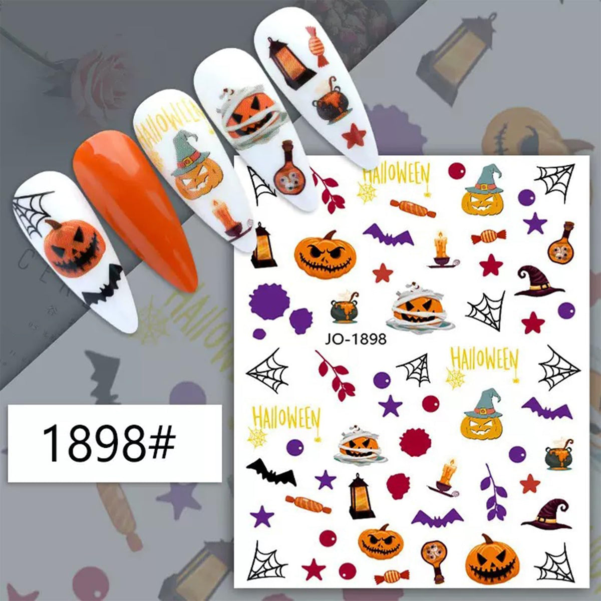 30 Sheets Halloween Nail Stickers Cute Ghost Pumpkin Nail Stickers 3D Self-Adhesive Nail Decals Bat Skull Nail Art Sticker Holiday Nails Design Accessories for Women Gilrs Nails Art Decoration