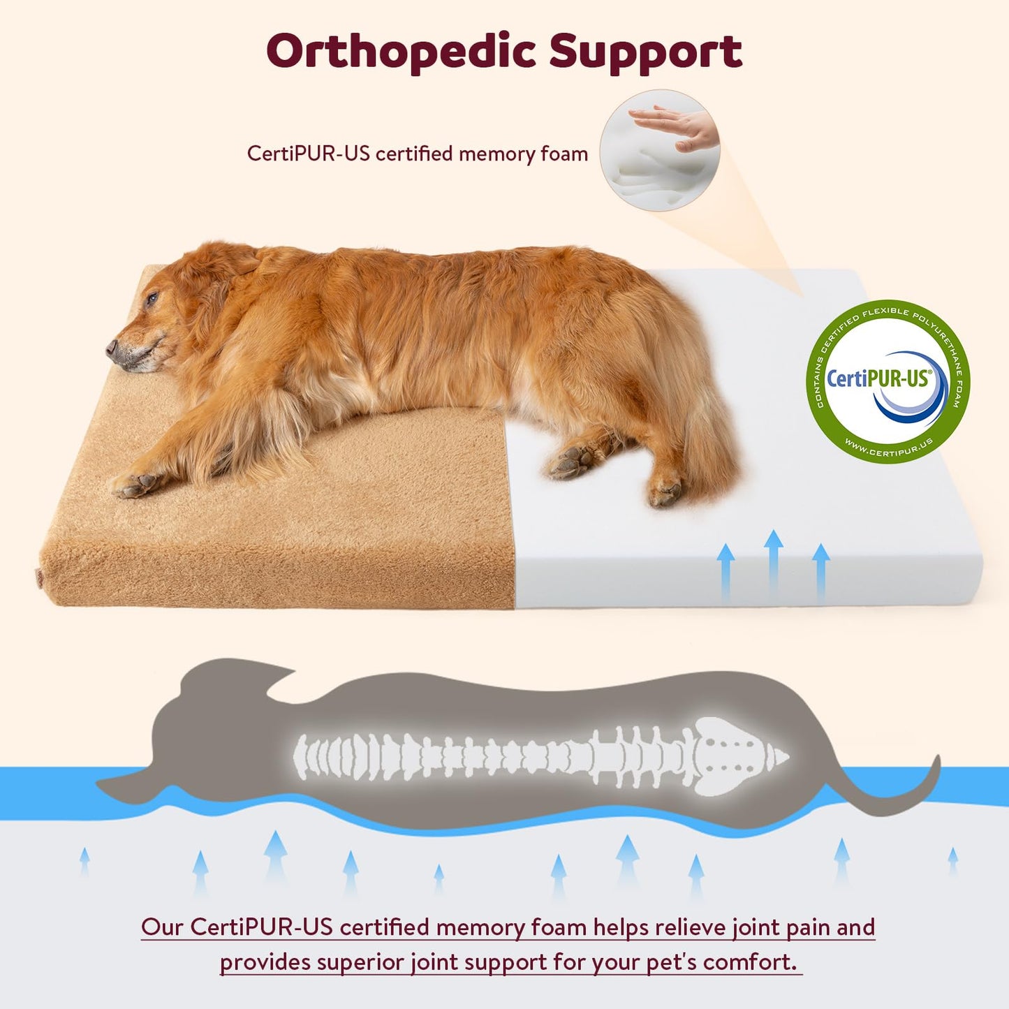 Cooling Orthopedic Dog Beds Large Sized Dogs - Memory Foam for Joint Pain & Arthritis, Big Dog Couch w/Washable Removable Cover & Waterproof Liner, Pet Bed w/Raised Bolster & Non-Slip Base