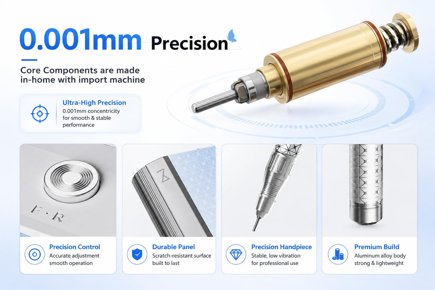 M Pro Spin Nail Drill 60W Brushless Motor 35,000 RPM, Cordless Rechargeable Electric Nail File, Professional E File Machine for Acrylic Gel Nails, Low Noise Portable Salon Use – White
