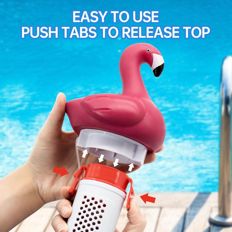 b&h Pool Chlorine Dispenser for 1 Inch Tablets Only - Mini Floating Chlorine Floater, Spa, Tub & Small Pool Bromine Holder, 6 Flow Level Control Settings, White