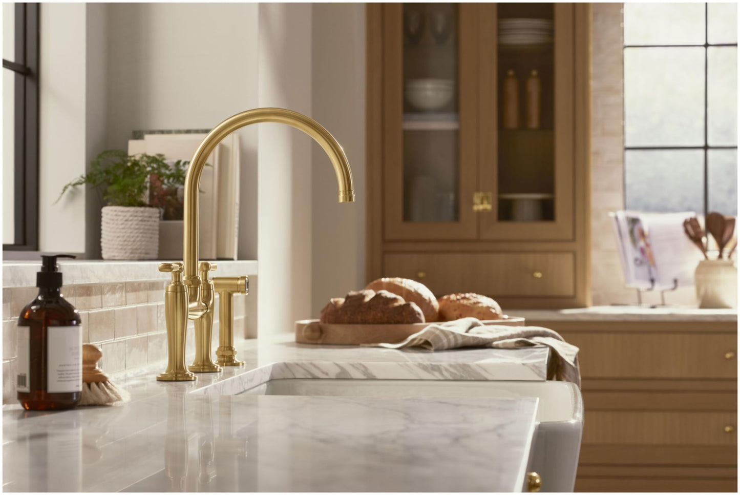 Kohler K28356-CP Edalyn by Studio McGee 1.5 GPM Widespread Bridge Kitchen Faucet - Includes Side Spray Polished Chrome