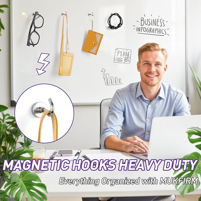 40 Pack Magnetic Hooks for 2026 Cruise Cabins Beach Vacation 30lbs+ Heavy Duty Magnet with Hook Metal Magnetic Hooks for Kitchen Fridge Grills Hanging Magnet Hooks for Classroom Locker Whiteboard