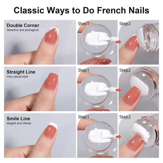SAGEBIO 8PCS Nail Art Stamper Clear Silicone Nails Stamping Jelly with Scraper Transparent Visible Body DIY Manicure Nail Art Tool Q