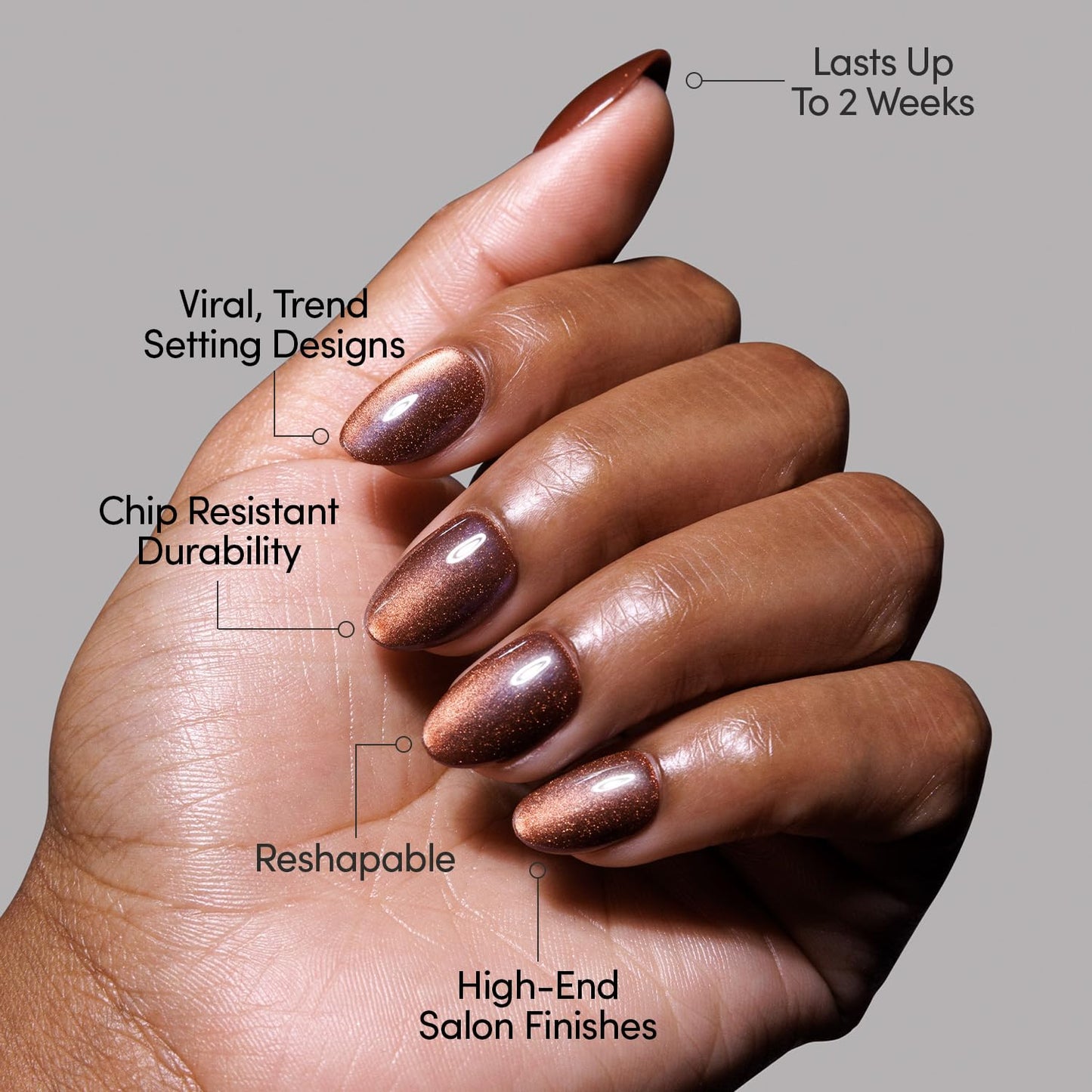 Glamnetic Press On Nails - Magnetic Moscow Fake Nails | Short Oval Fake Nails with a Cat-Eye Magnetic Velvet Finish, Salon Quality Halloween Nails | 15 Sizes - 30 Nail Kit with Glue