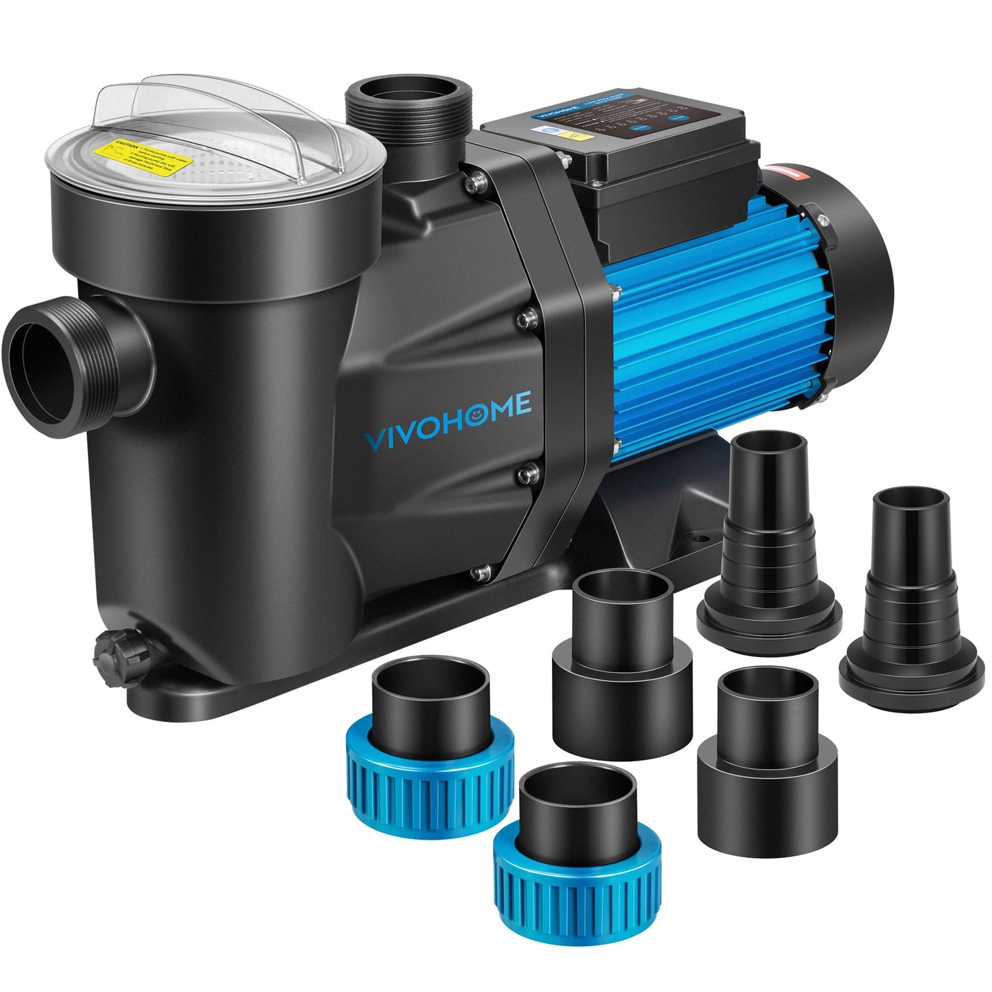 VIVOHOME 1.5HP 6360GPH Self-Priming Pool Pump with Timer, 115V for In/Above Ground Pools, 1.5" PVC Pipe & Hose Fittings w/Strainer Basket