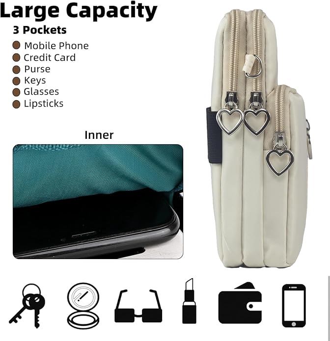JANKS Small Crossbody Bag for Women - Mini Phone Purses with Crossbody Strap and Wallet - Nylon Arm Bag