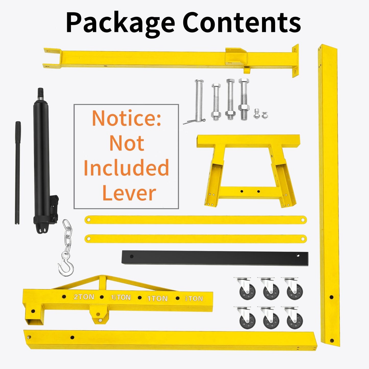2-Ton Folding Engine Hoist, 4400 Lbs Capacity Hydraulic Shop Crane with 6 Casters, Portable Foldable Cherry Picker for Garage, Workshop, Warehouse, Heavy-Duty, Yellow