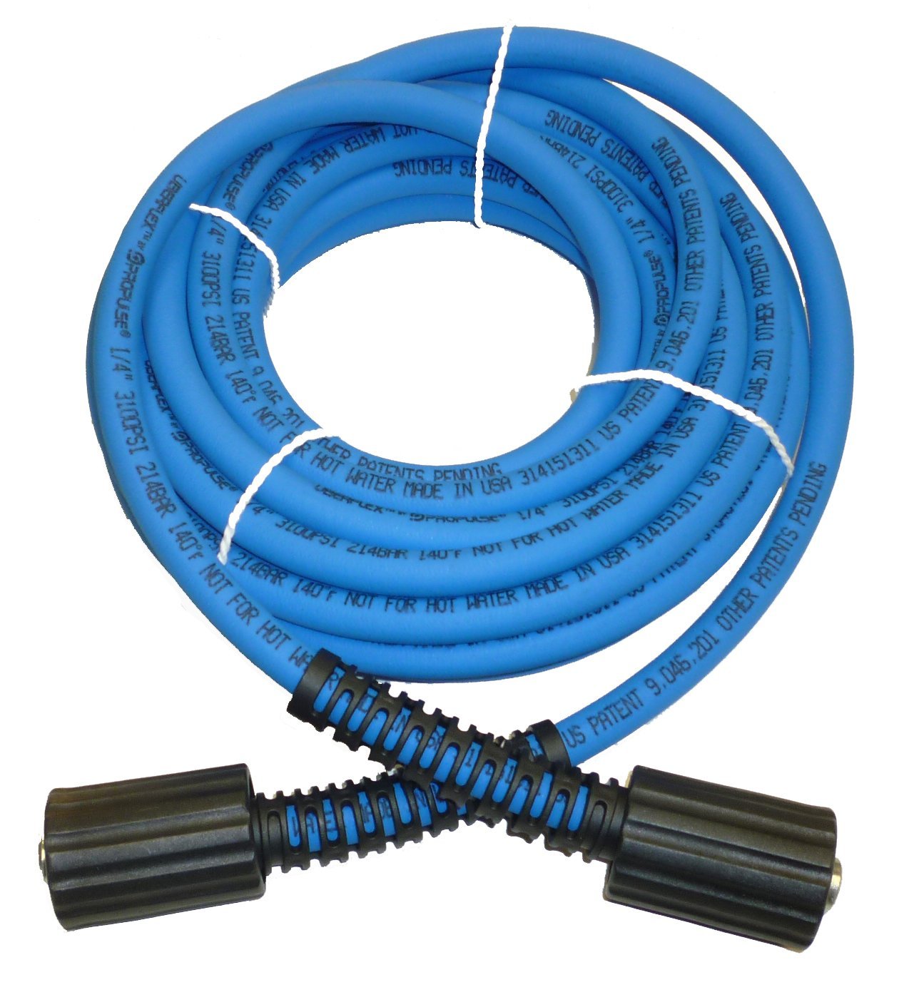 UBERFLEXâ¢ Kink Resistant Pressure Washer Hose 1/4", 3,100 PSI with (2) 22MM - Made in USA - (25 Feet)