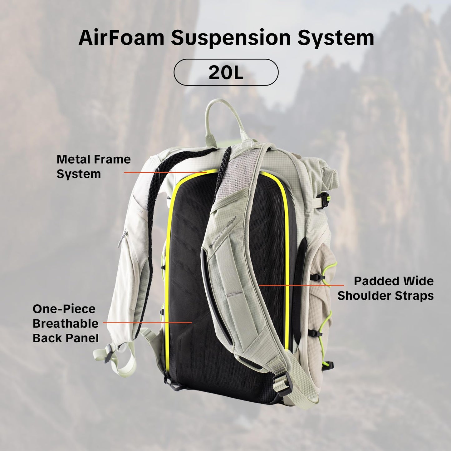 PGYTECH OnePro Ultralight Camera Backpack, Expandable Camera Bag 20L for Photographers, Outdoor Travel Bag with Dividers and 14" Laptop Sleeve, Compatible with DSLR/Drones/Mirrorless (Misty Green)