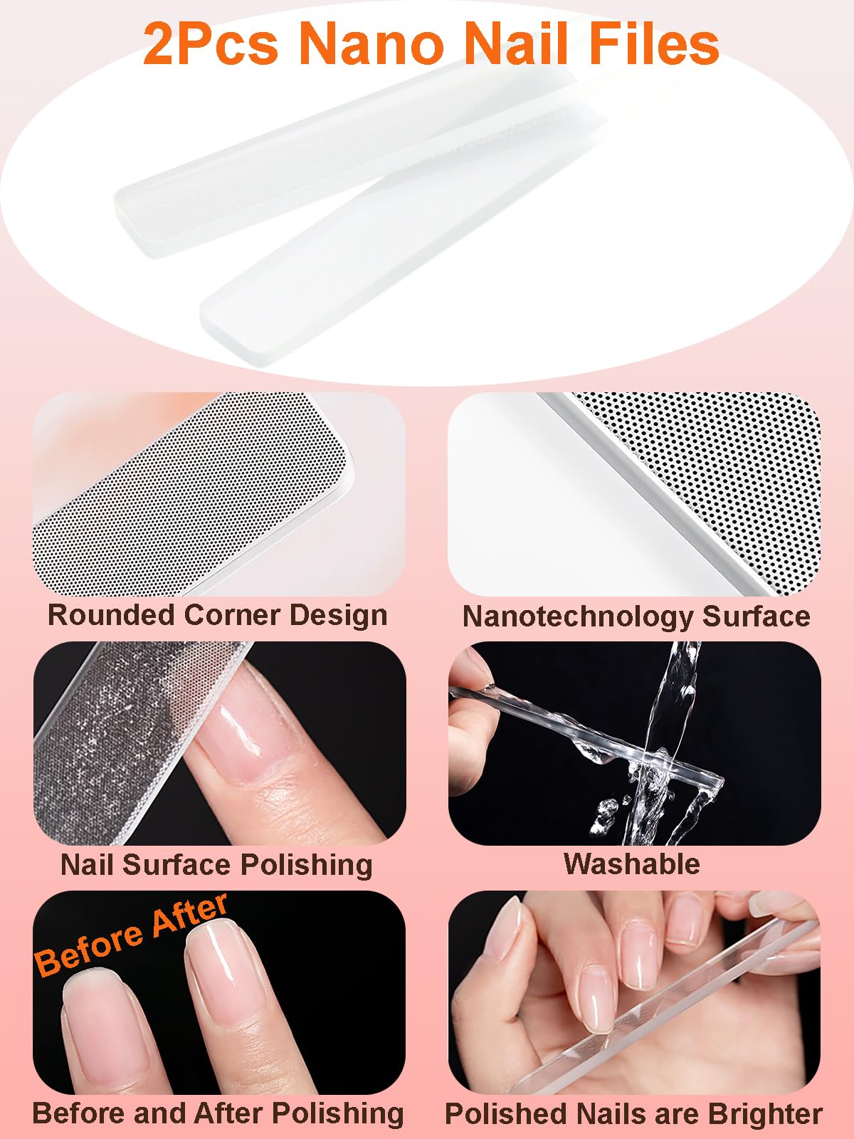 MYR 6Pcs Metal Nail Art Brushes and 2Pcs Nano Nail Files, suitable for Drawing Fine Patterns, Complex 3D Shapes, Adhesive Shaping, Gradient Nail Art and other Personalized Nail Pattern Designs