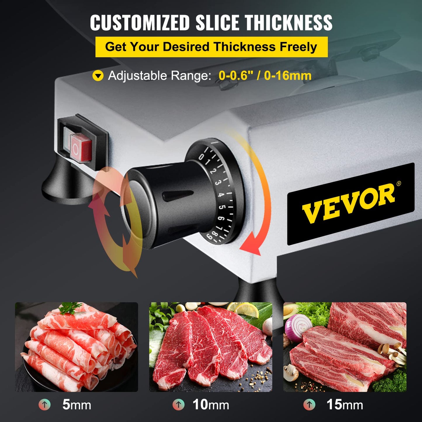 VBENLEM Commercial Meat Slicer,12 inch Electric Meat Slicer Semi-Auto 320W Premium Chromium-plated Steel Blade Adjustable Thickness, Deli Meat Cheese Food Slicer Commercial and for Home use,Sliver