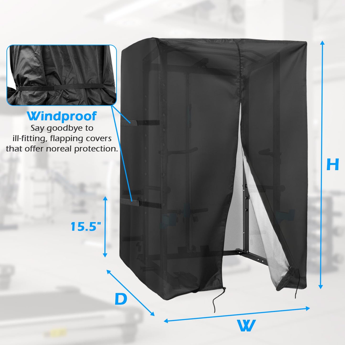 Safipotts Squat Rack Cover, Waterproof Outdoor Gym Equipment Covers with Zipper for Squat Rack/Weight Lifting Rack/Home Gym Workout Equipment (47" W x 69"" D x 84"" H)"