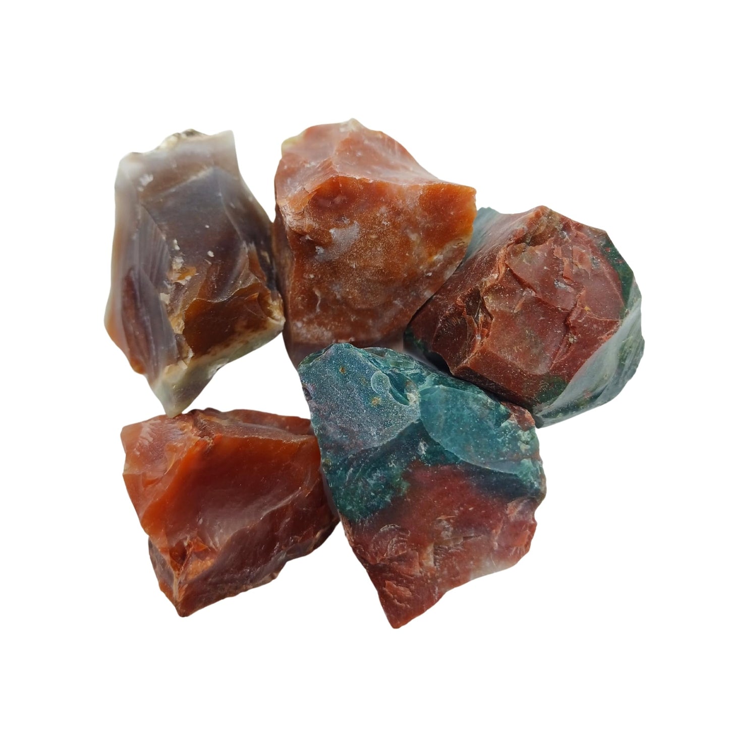 Karma Gems 5 Pcs Fancy Jasper Rough Crystals - Raw Agate Tumbling Rocks and Unique for Collections - Cool Chakra Healing Gemstones - Meditation and Reiki Stones - Natural Energy Balancing Crystals