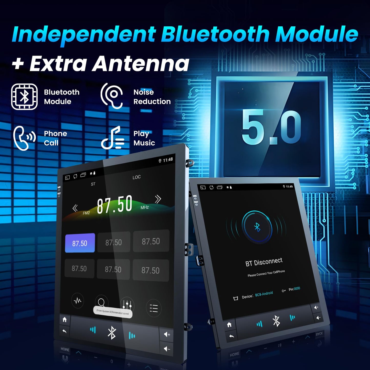 8Core Car Radio for Jeep Grand Cherokee 2014 2015 2016 2017: Tesla Style Touch Screen Stereo Replacement with Carplay Android Auto，5GWiFi BT5.0 FM/AM 36EQ Split Screen GPS 1080PBackup Camera SWC