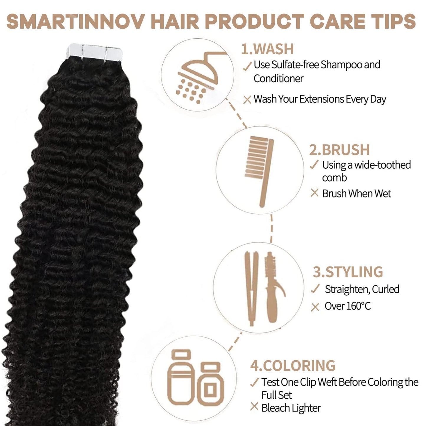 Afro Curly Tape in Hair Extensions Human Hair 18 Inch Seamless Skin Weft PU Tape Ins Remy Hair Tape ins Deep Curly Wave Tapes in Extensions for Short Hair 20pcs/Pack 50G 3-4 Packs for Full Head