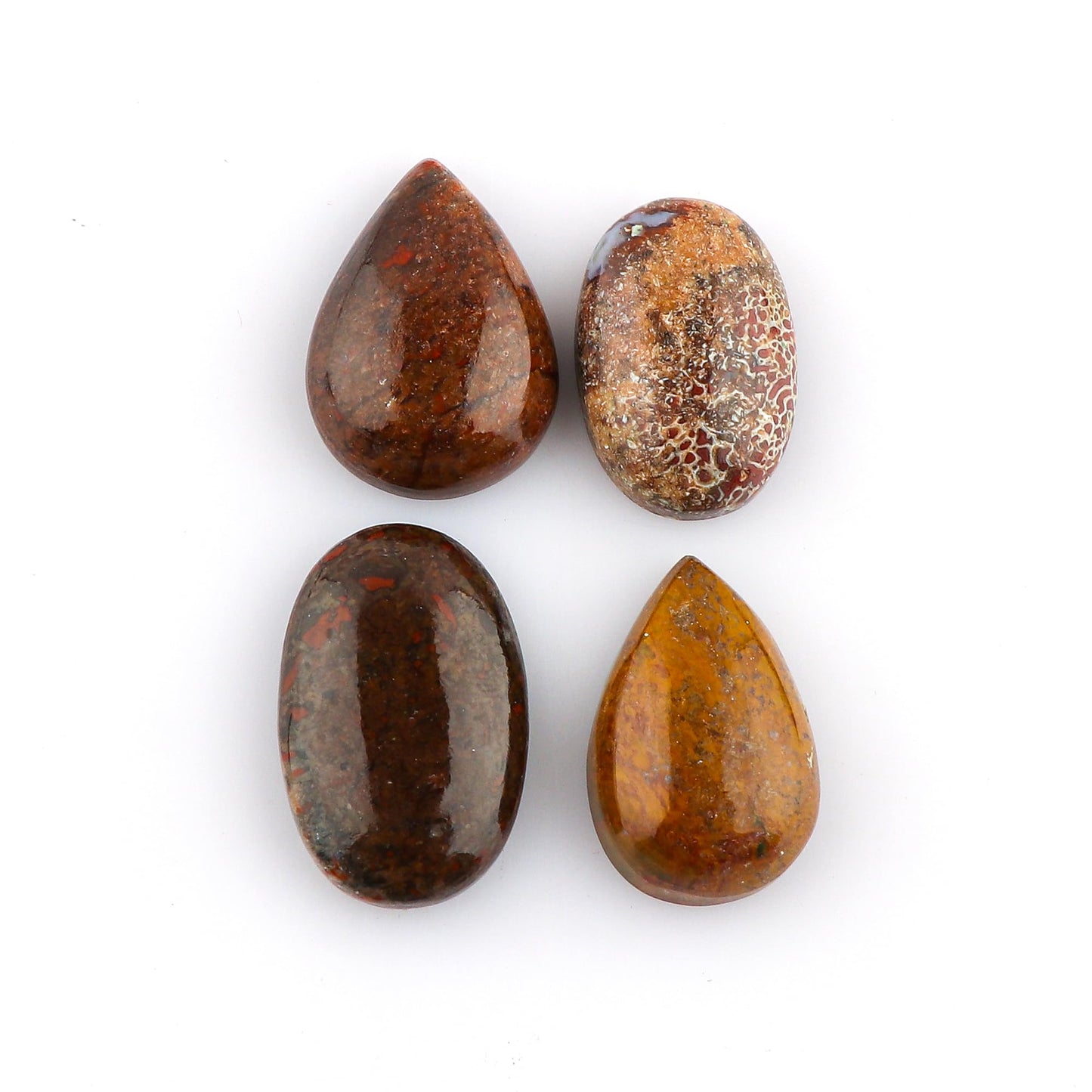 CRYSTALINES 4pcs, Wholesale Natural Dinosaur Bone Gemstones, Bulk Flatback Cabochon Fossil Stone, Polished Loose Supplies for Jewelry Making, Wicca Reiki Healing Crystals, Wire Wrap, Gem Collection