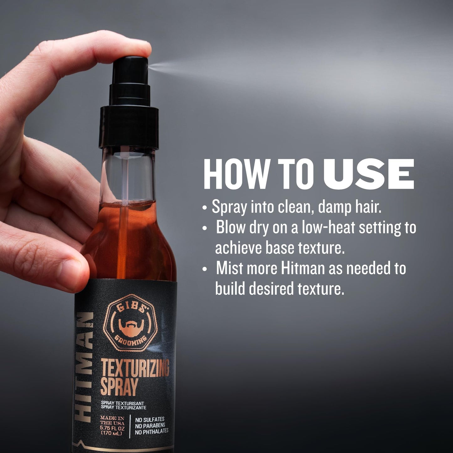 GIBS Grooming Hitman Texturizing Spray, 5 Fl Oz