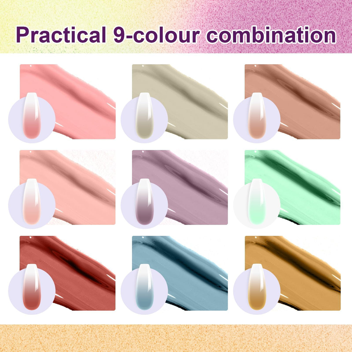 U-Shinein Gradient Painting Gel, 9 Colors Ombre Gel Nail Polish for Pigment Pat Nails Aura Nails French Manicure Soak Off UV Long-lasting Home Salon DIY Nail Art Monet’s Garden