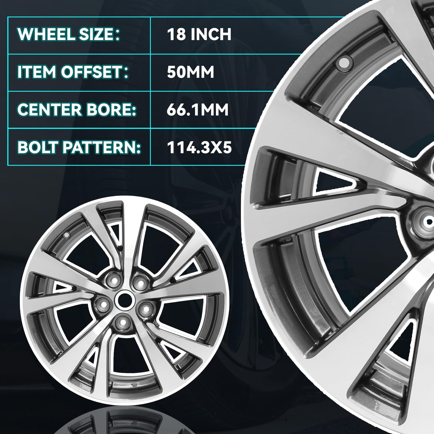 HOLUEKU New Single 18x8.5 Inch 18 Inch Premium Aluminum Alloy Wheel Rim Fits for 2016 2017 2018 2019 Nissan Maxima, OEM Design Replacement Rim OE Stock Specs