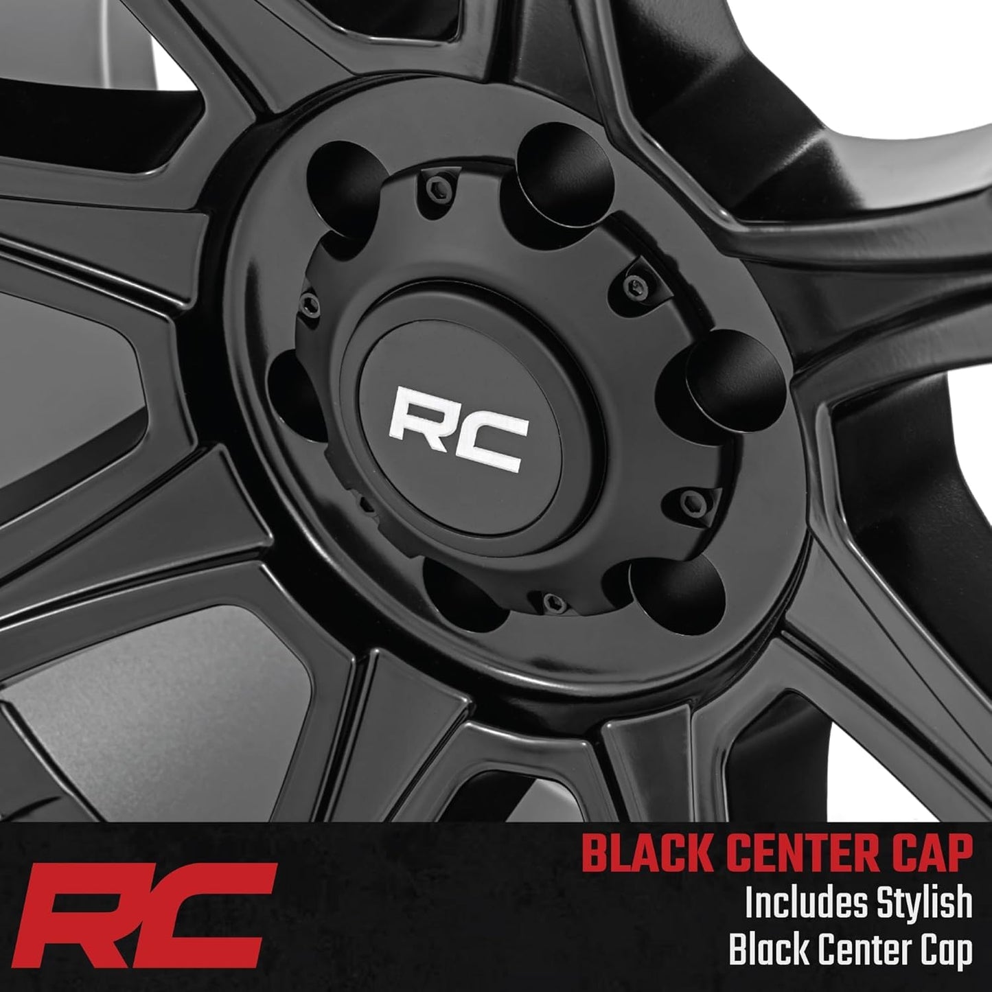 Rough Country 81 Series 20x9 Wheel - 8x180mm Bolt Pattern, +0mm Offset, One-Piece Aluminum, Semi-Gloss Black Off-Road RIm for Trucks, Jeeps, SUV