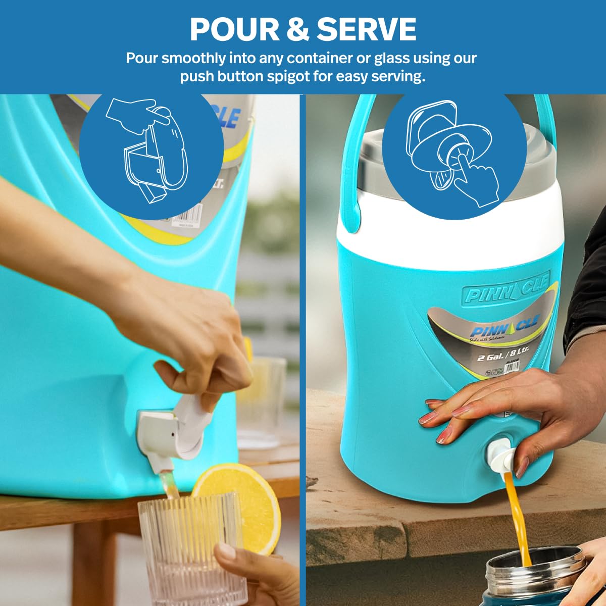 10-Gallon 5-Gallon Water Jug and 2-Gallon Gallon Water Bottle Set – Insulated Beverage Cooler Dispenser with Pull Tap Spout – Leakproof and Portable Sports Jug – for Camping, Outdoor, Party, Sports