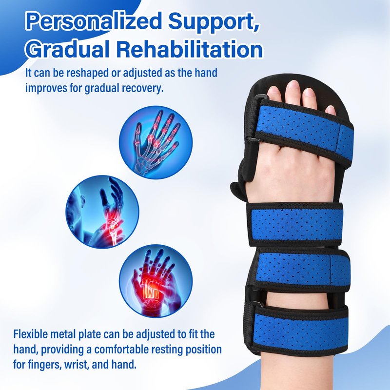 Chonario Resting Hand Splint, Hand Brace with Finger Support for Carpel Tunnel, Stroke Recovery, Arthritis, Tendinitis-Functional Support (Left, Medium)