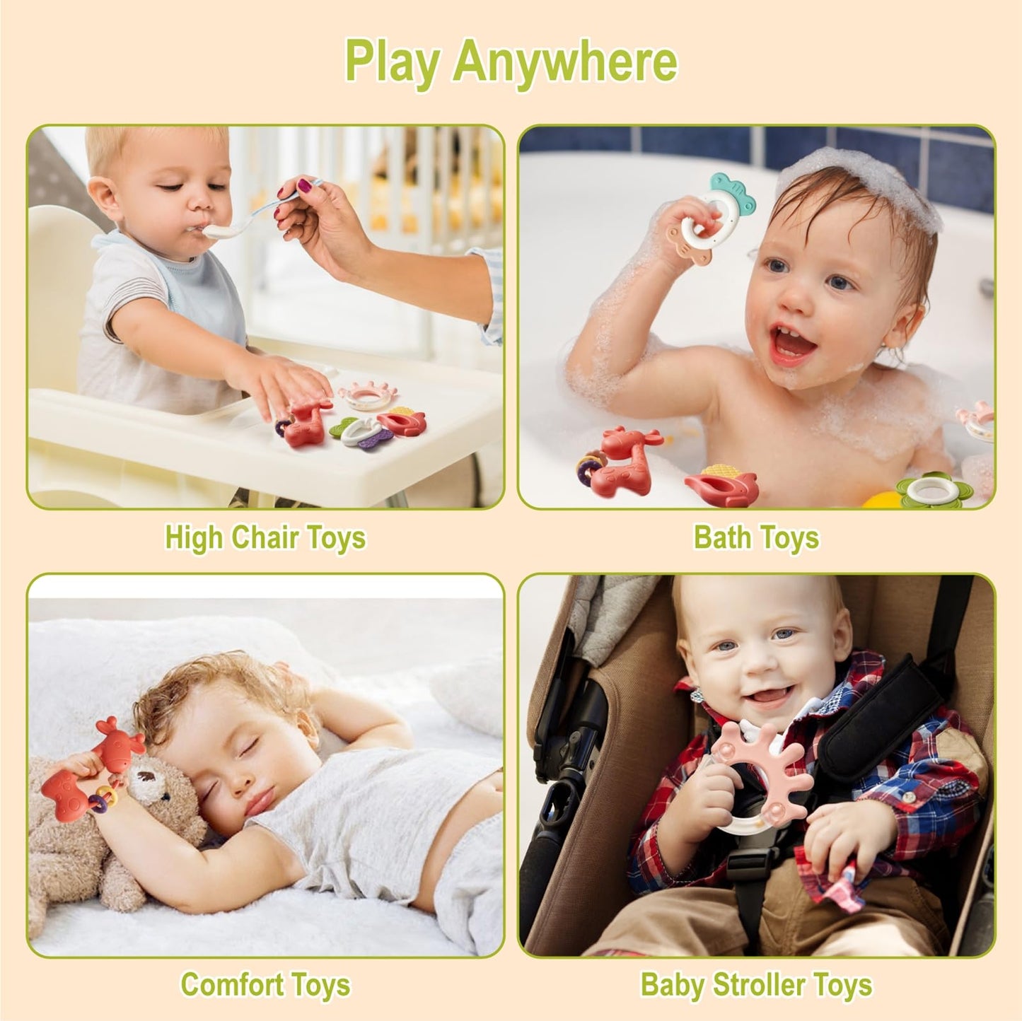 ENJOCASES Baby Toys 0-6 Months - Baby Rattles Teething Toys 3-6 Month Infant Toys 6-12 Months Teether Toy Babies Gift Teething Toys