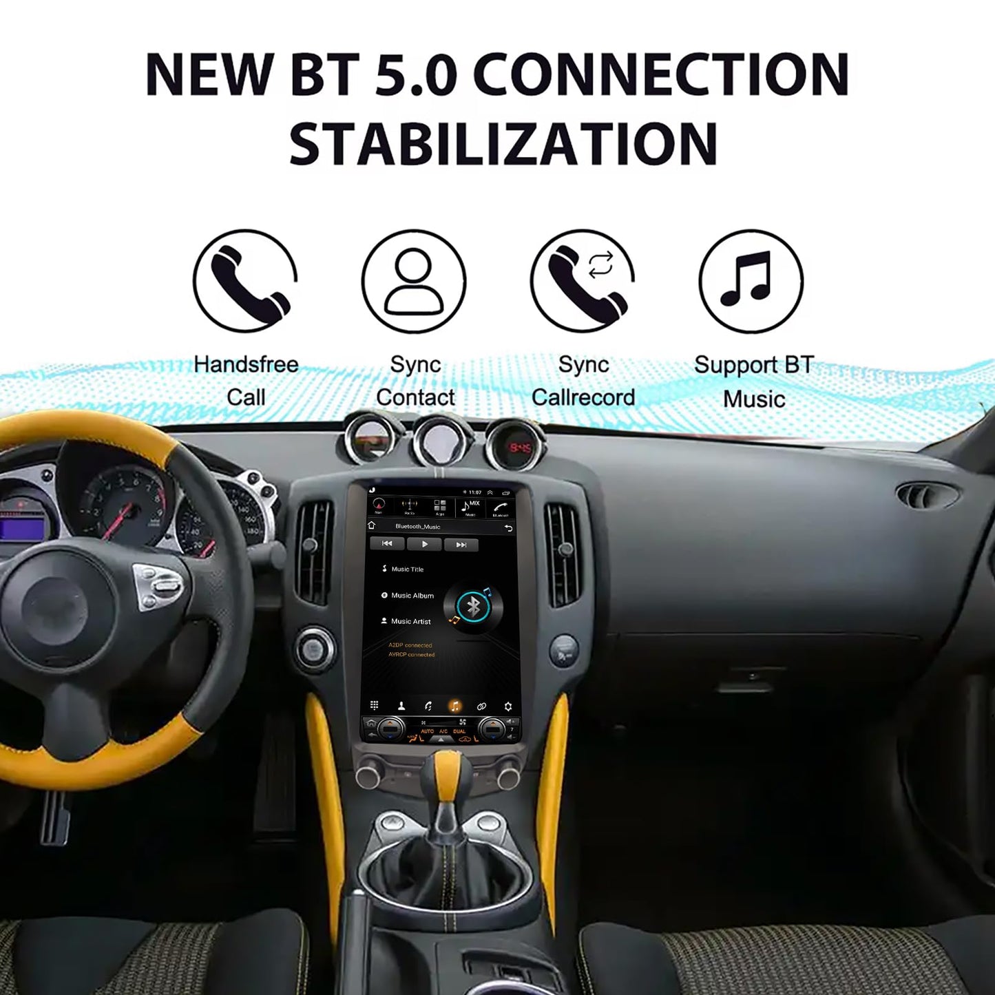 HoeeNilsa for Nissan 370Z 2009-2021 Android 14 Car Stereo Radio 13.8-Inch 370Z Tesla Style Vertical IPS Touchscreen with GPS Navigation DSP Multimedia Player Build in Wireless Carplay Bluetooth
