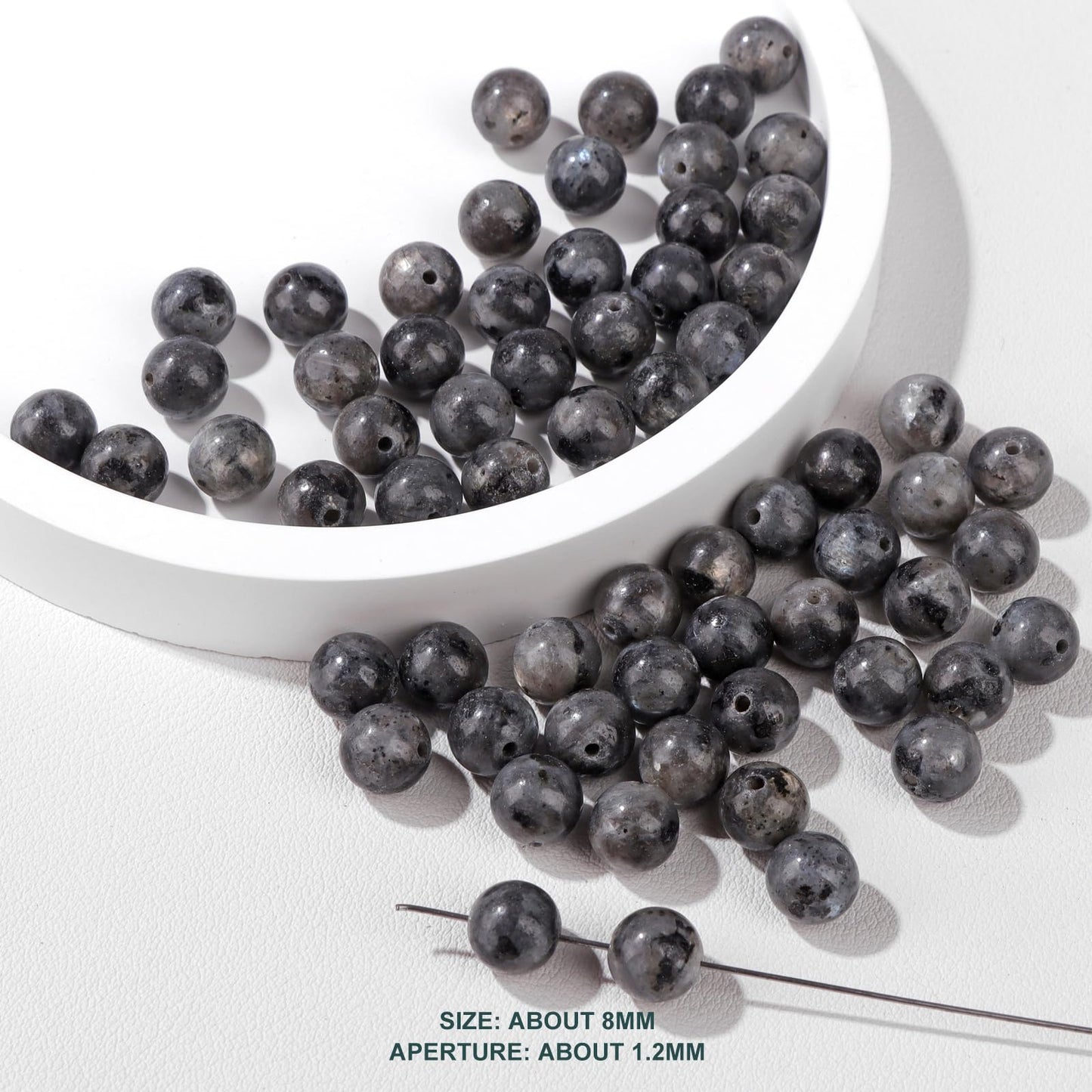 Risyfjew 50PCS 8mm Natural Labradorite Beads Gemstone Round Loose Beads for Jewelry Making Chakra Crystal Stone Beads for Bracelets Necklace Earrings Making Supplies (50pcs/Strand)