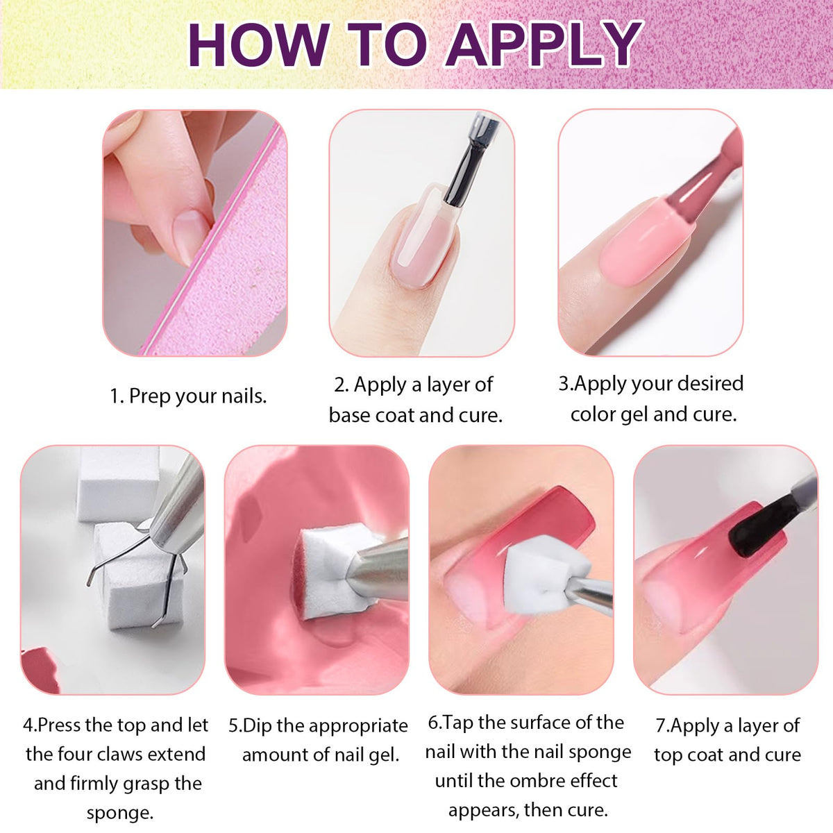 U-Shinein Gradient Painting Gel, 9 Colors Ombre Gel Nail Polish Sponging for Pigment Pat Nails Aura Nails French Manicure Long-lasting Home Salon DIY Nail Art Fluorescent