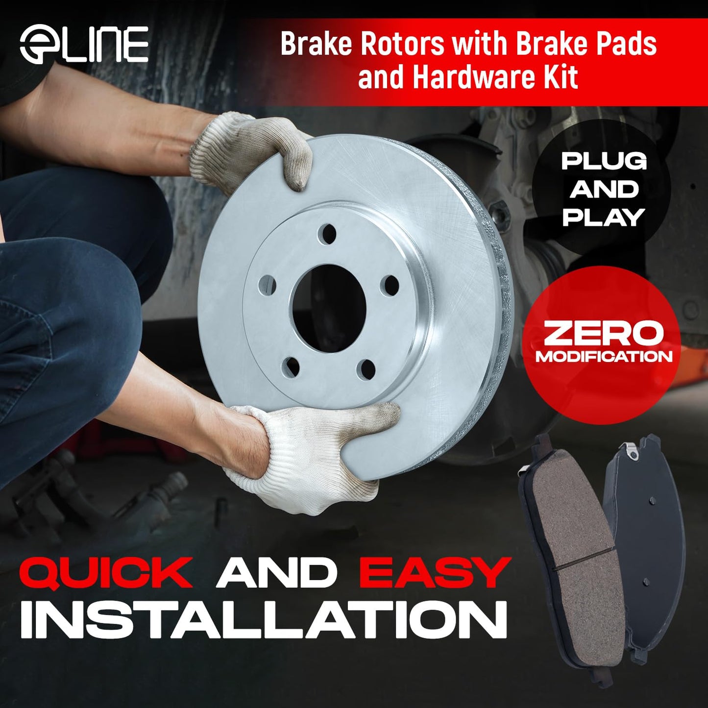 R1 Concepts Front and Rear Brake Kit For 2017-2019 Nissan Qashqai; 2014-2022 Nissan Rogue S, SL, SV, Sport S, Sport SV 4-Door| Blank Brake Rotors and Ceramic Brake Pads| Hardware included
