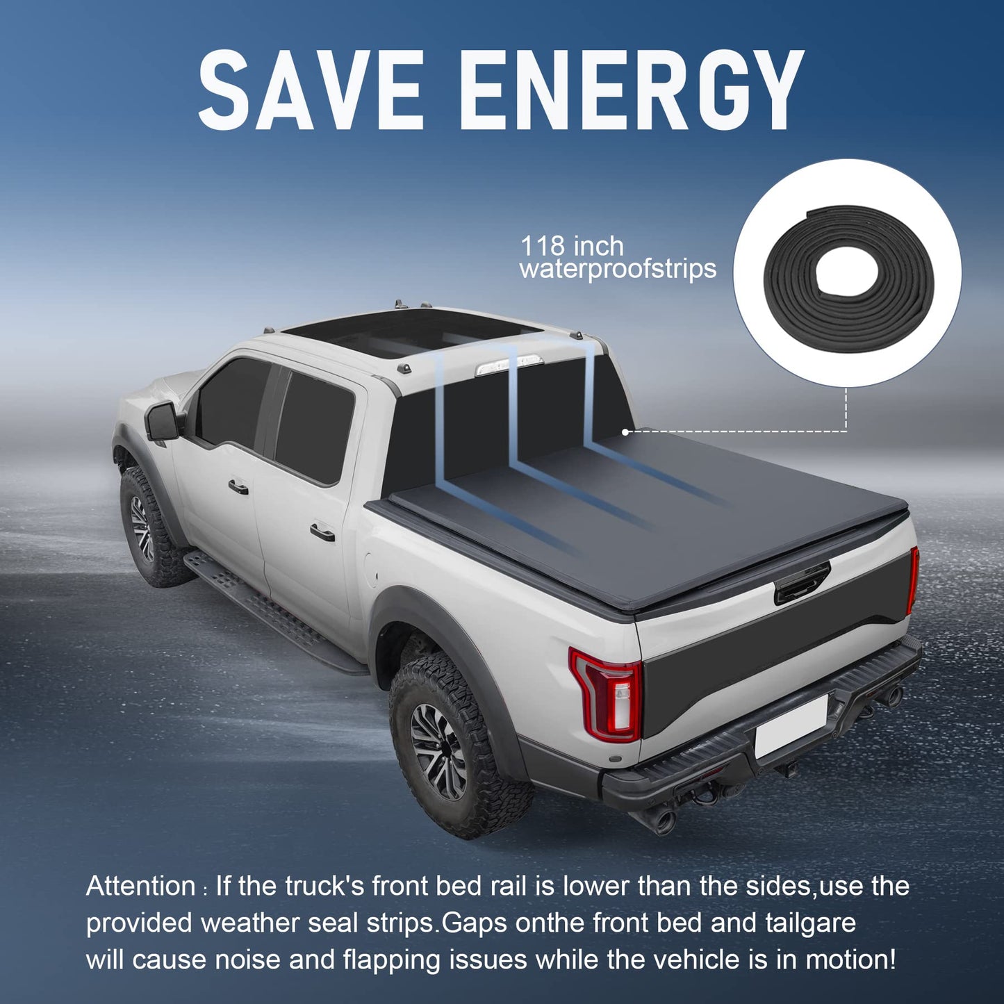 CARMOCAR Soft 4-Fold Truck Bed Tonneau Cover for 2019-2024 Replacement for Ford Ranger 6FT,Pickup Truck Bed Cover Accessories with Led Light(NOT for Models with Factory Utility Track Sys. & Roll Bar)