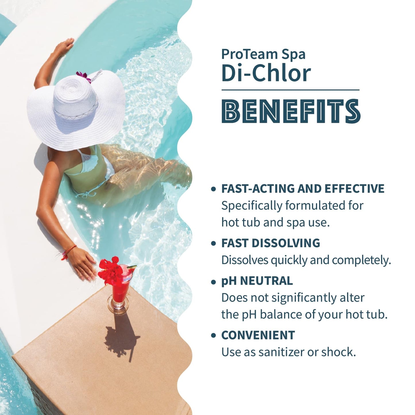 ProTeam Spa Di-Chlor - Hot Tub Chlorine for Hot Tubs and Spa Sanitizer for Hot Tub with SplashWiz Hot Tub Chemicals Care Guide - Made in USA (4 lb)
