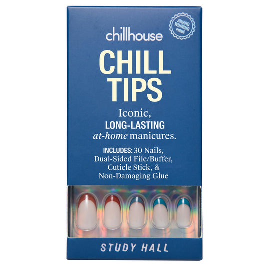 Chillhouse - Chill Tips, Press on Nails Kit - Study Hall (Oval) - 24 Nail Shapes & Sizes - Up to 2 Weeks of Wear - Customizable Fit - Reusable - Latina Founded & Women Owned - Beauty & Self Care