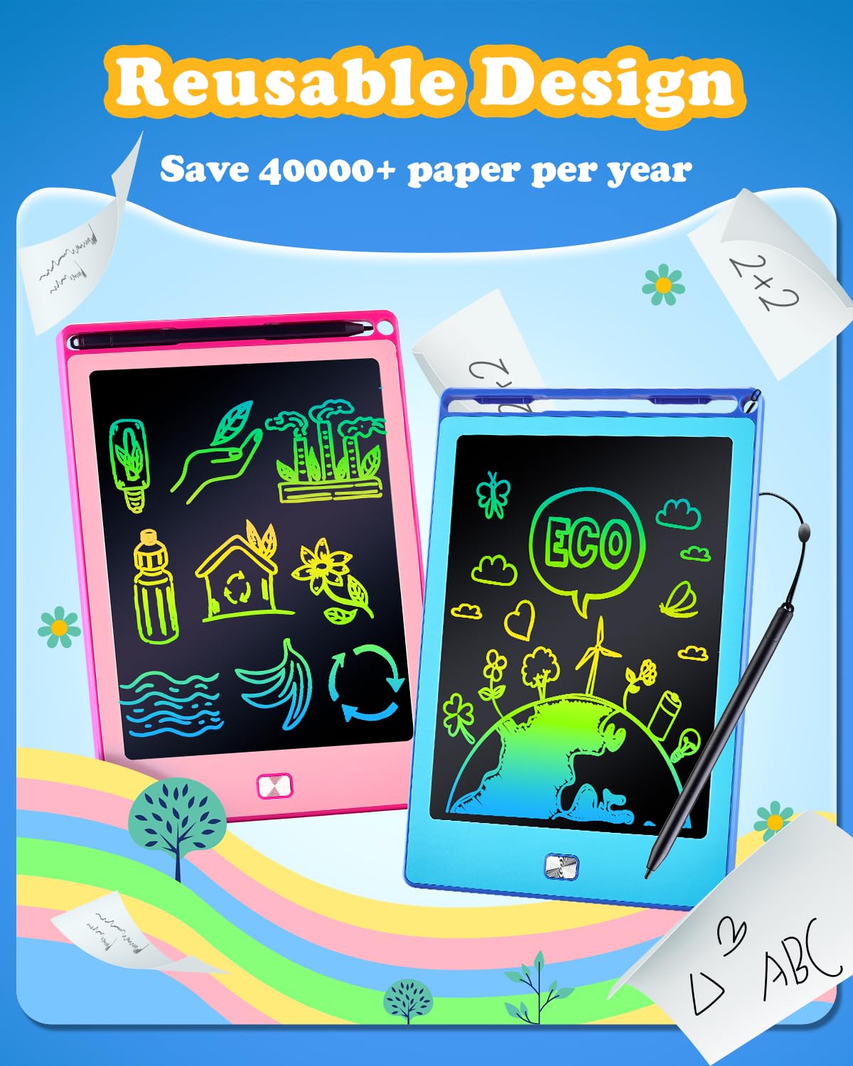 POPERFUN 4 Pack LCD Writing Tablet for Kids, 8.5 Inch Colorful Toddler Doodle Board Gifts for Toddlers 3 4 5 6 7 8 Year Old Girls Boys, Drawing Tablet for Erasable Reusable Electronic, Paint Toys